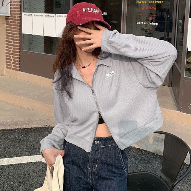 얇은 투웨이 크롭 카라 집업 LM-0694