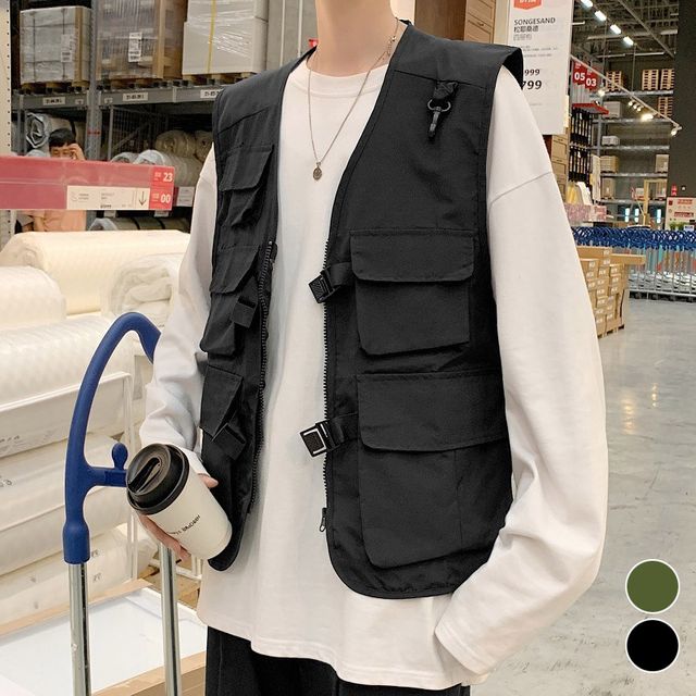 빈티지 멀티포켓 얇은 베스트 ELC-9036