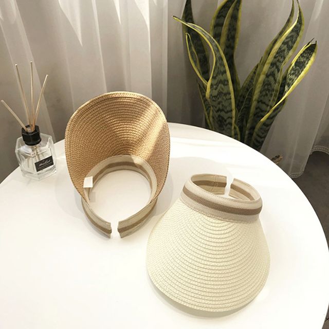 라탄 썬캡 여성 여름 챙넓은 리프 모자 자외선차단