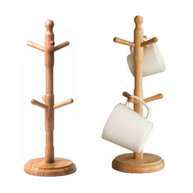 페어프렌즈024 고무나무 원목 머그 컵걸이 6구