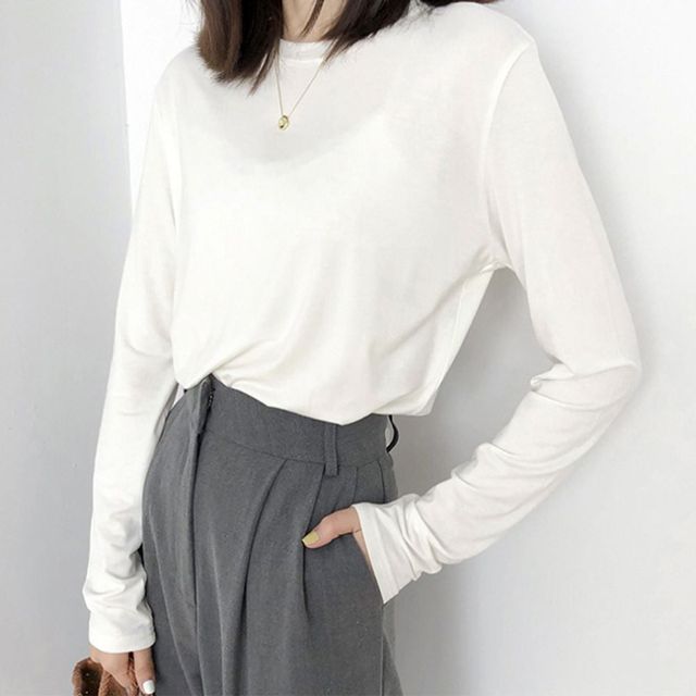 여자 루즈핏 긴팔 무지티 기본 스타일 편안한 데일리웨어