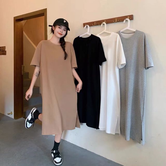 루즈핏 반팔 롱 원피스 체형커버 임산부 빅사이즈가능