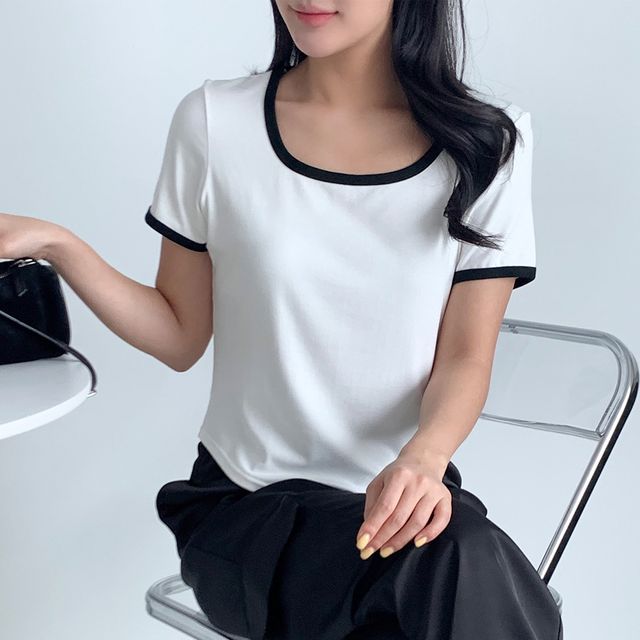 키나키 배색 스퀘어 반팔티 SD-250421