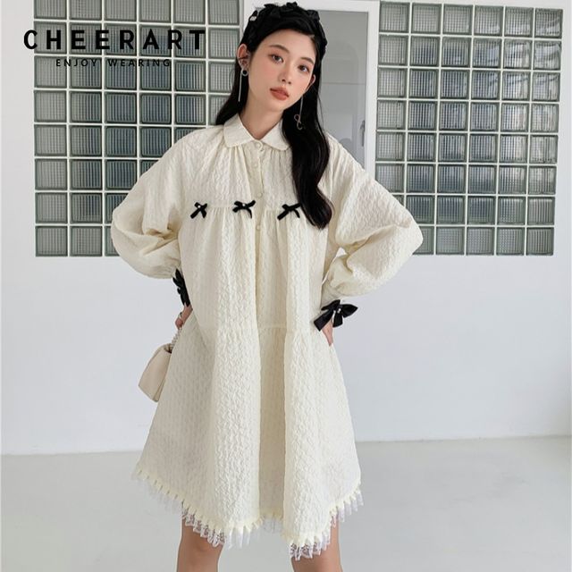 [해외] CHEERART Texture Kawaii 여성용 긴 소매 드레스 2021