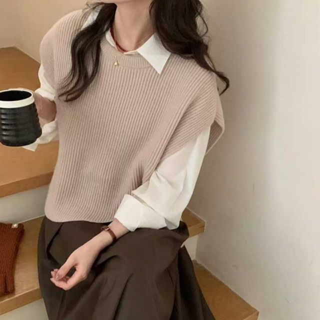 레이어드 니트 슬리브 조끼 SNY-1006093