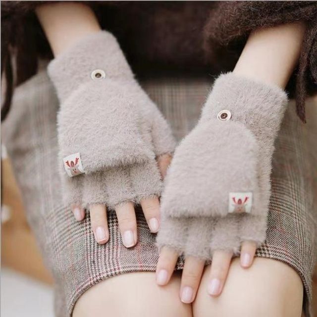 키밍 여성용 트렌디 플랩 손가락 벙어리장갑 따뜻한 겨울 필수 아이템