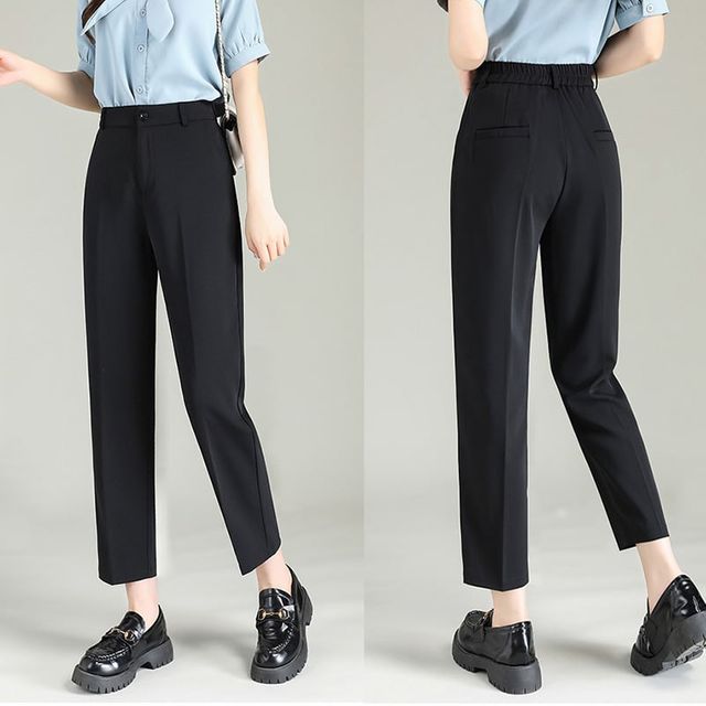 여자 면접 정장 바지 하이웨스트 밴딩 팬츠 9부 직업
