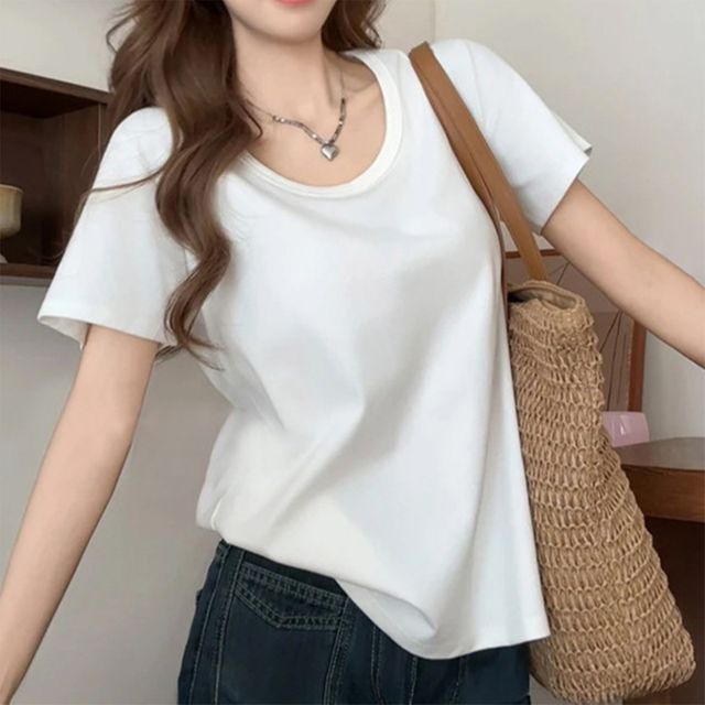 루즈핏 U넥 무지 기본 반팔 티셔츠 JGR-1008733