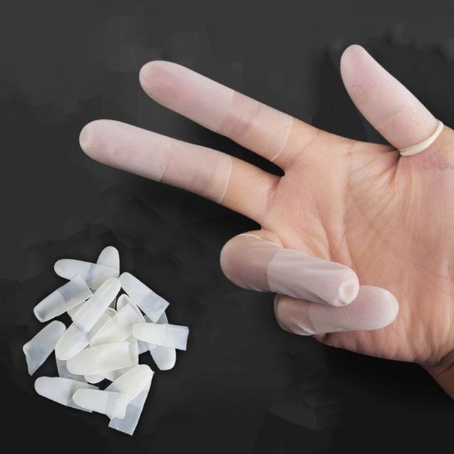 라텍스 민자 골무 손가락 엄지 장갑 핑거 캡 50개입