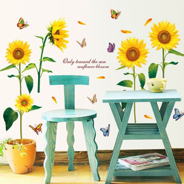 홈데코 포인트 스티커 해바라기 DIY 인테리어 카페