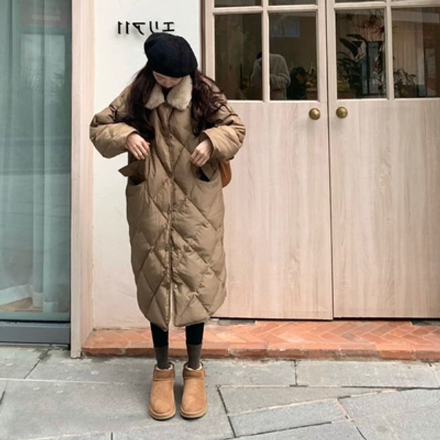 [해외] 2021 겨울 신상 두꺼운 양털 패딩 코트 여 박시 하프