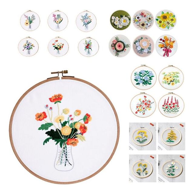 키밍 프랑스 자수 꽃 패키지 취미 키트 수작업 세트