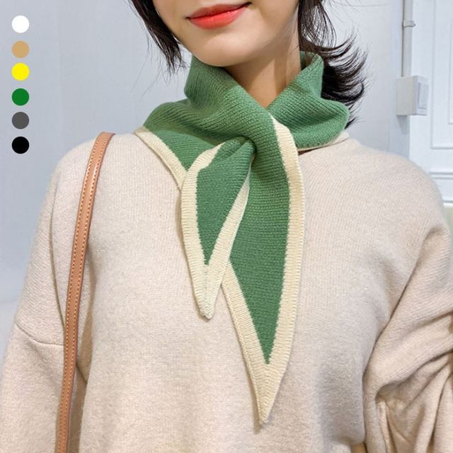 키밍 배색 니트 머플러 여성용 가을 겨울 따뜻한 목도리 스카프