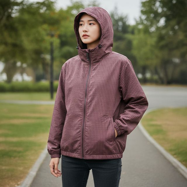 크러셀 남녀공용 체크 후드 윈드집업 SD-260226