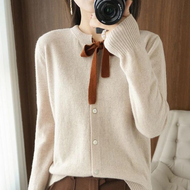 [해외] 봄 가을 겨울 새로운 카디건 여성 싱글 스웨터 느