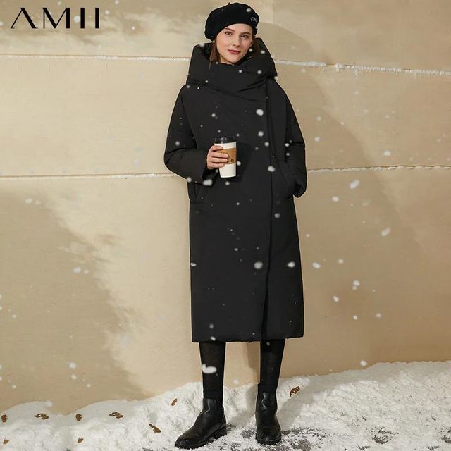[해외] Amii-미니멀리즘 인과 솔리드 후드 다운 코트 및 재킷