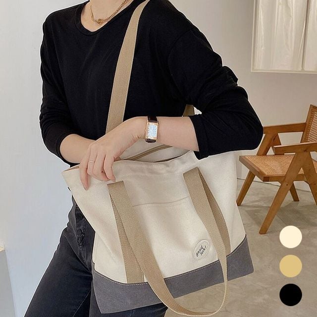 여성 지퍼 잠금 캔버스 숄더백 URK-265