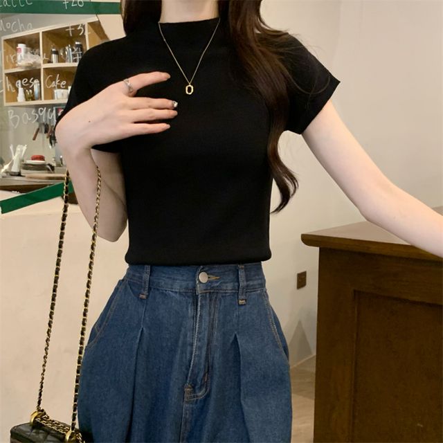 클래식 무드 반목 니트 티셔츠 JSC-d0080