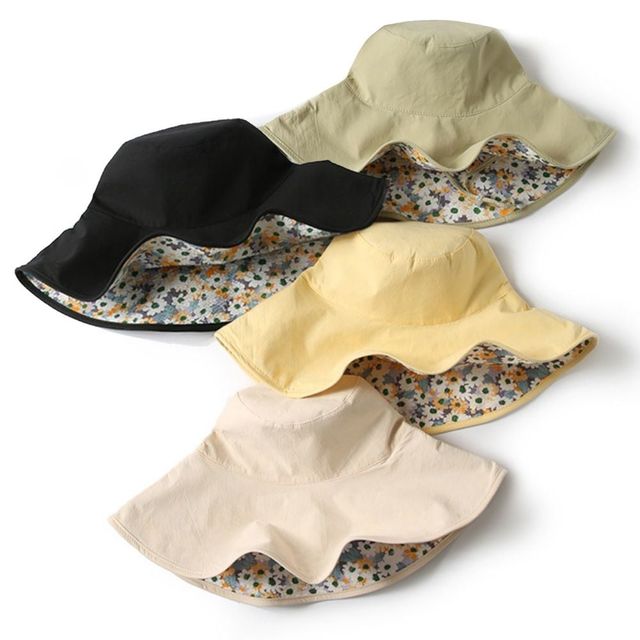 키밍 여성 자외선차단 플라워 양면 벙거지 모자 여행용
