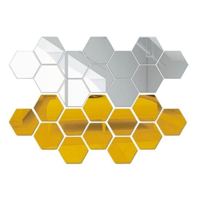 육각형 아크릴 거울 12조각 스티커 접착식 미러