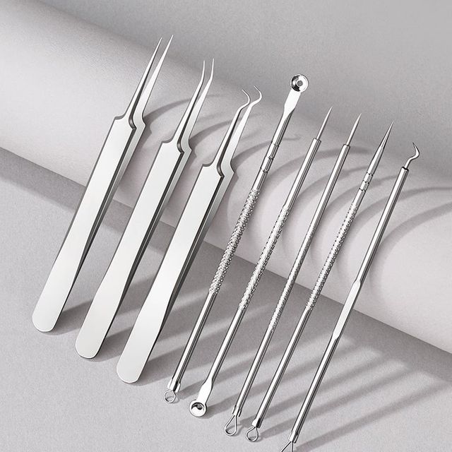 뾰루지 블랙헤드 바늘 핀셋 8종 제거기 압출기 미용
