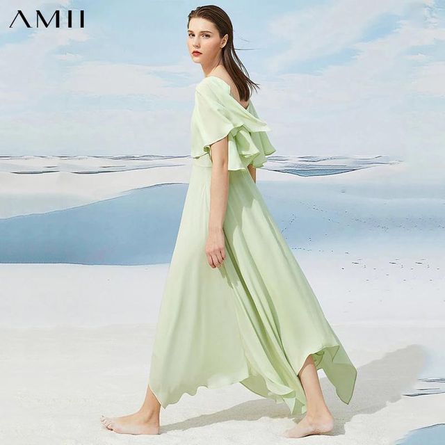 [해외] Amii 미니멀리즘 여름 여성 드레스 오피스 레이디 슬