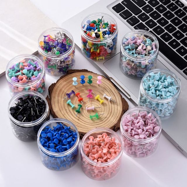 컬러 압정 400p 게시판 메모꽂이 고정용 압핀 보드핀