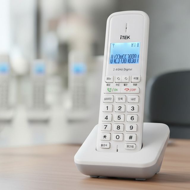 아이텍1030 화이트 무선전화기 CID 내부 3대증설 발신자표시