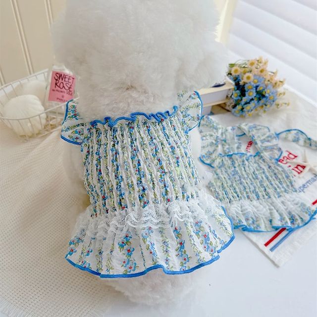 애견 플라워 원피스+머리핀 강아지 여름옷 애견옷 펫용품 반려동물 치마