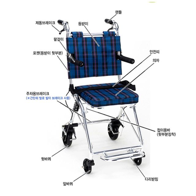 (MK) 휠체어 스마트 컴팩트 COMPACK-200(체크블루)7KG
