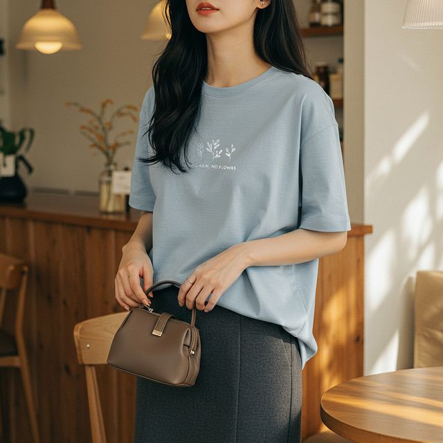 여성 프린팅 반팔 루즈핏 여름 상의 자켓 이너 티셔츠