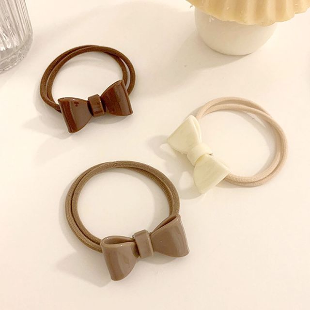 3컬러 러블리 리본포인트 머리끈 헤어끈 머리고무줄