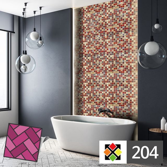 스티커타일 204 빨강 잔바둑무늬 데코 타일시트