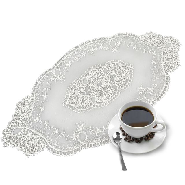 타원형 에리얼 백색 레이스 식탁매트 테이블 소품받침