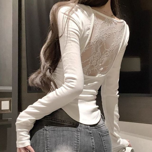 반전 어깨패드 둥근밑단 약기모 셔링티셔츠 NF-1005344