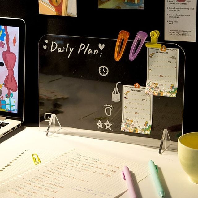 키밍 아크릴 메모 보드 가림막 투명 칠판 책상 데스크 보호판