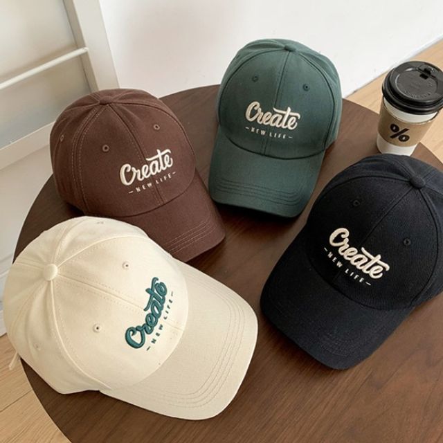 심플 레터링 자수 볼캡 남녀공용 야구 모자