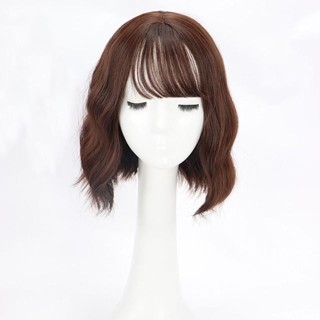 여성용 단발 웨이브 미디움 통가발 패션 헤어스타일