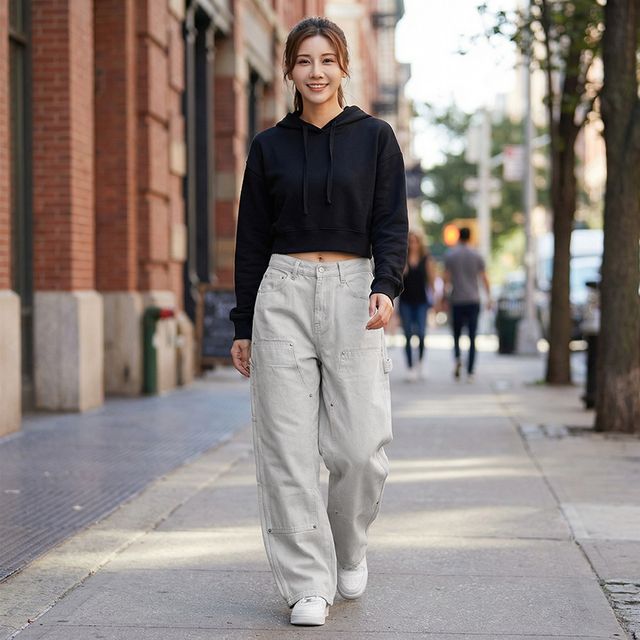 자칼린 리벳 카펜더 더블니 와이드바지 SD-260237