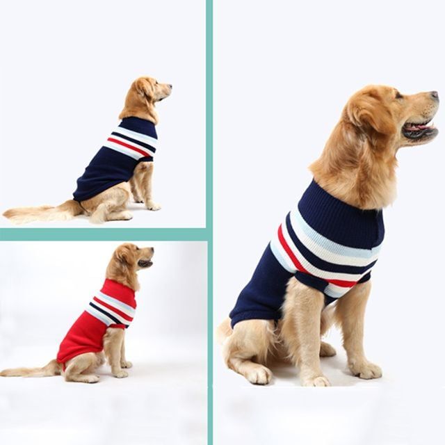 키밍 강아지 겨울 니트 옷 스트라이프 패턴 16인치 20인치