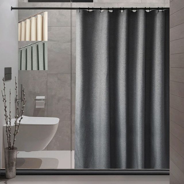 린넨풍 패브릭 샤워 커튼 욕실 공간분리 180x180cm
