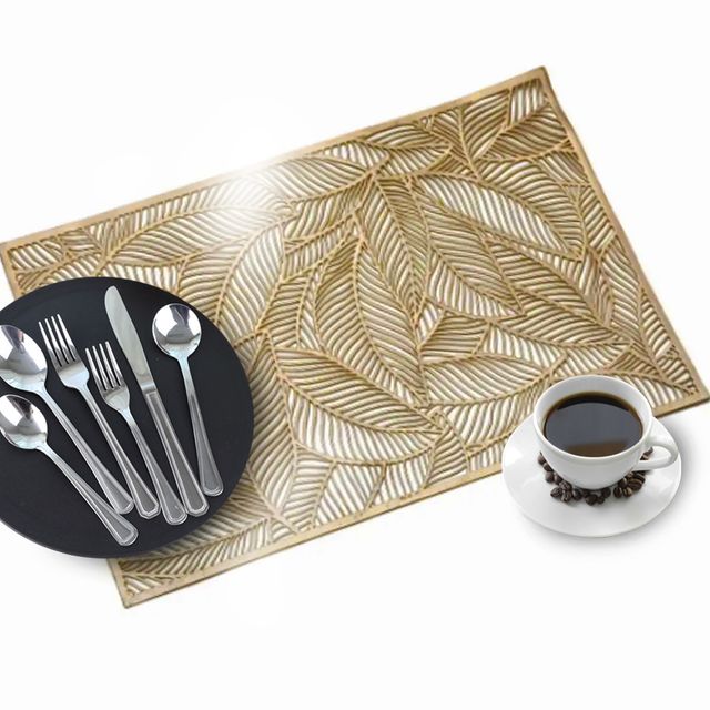 금색 나뭇잎 PVC 대형 식탁매트 위생 테이블 메트