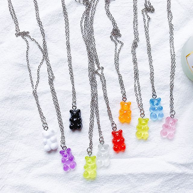 빈티지 크리스탈 비즈 우정 곰돌이 큐트 목걸이