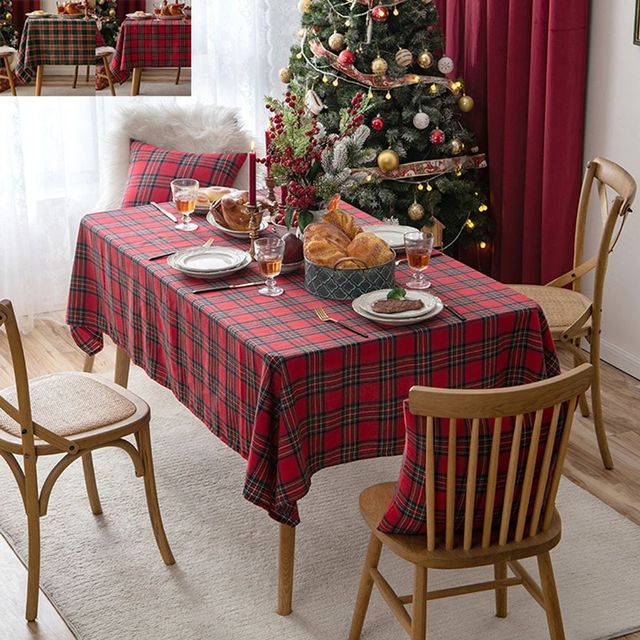 키밍 체크 무늬 식탁보 테이블보 인테리어 덮개 140180