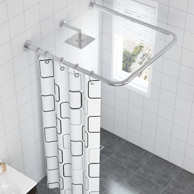 키밍 욕실 샤워커튼봉 ㄷ자 코너 곡선봉 90cm 실버