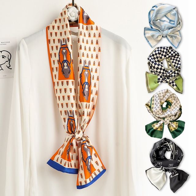 패턴 실크 봄 가을 직사각 스카프 18종 LM-0562