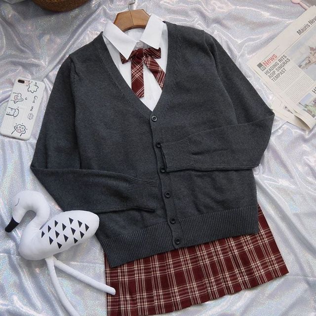 여성 브이넥 포켓 니트 가디건 간절기 오피스룩 스쿨룩 단체복