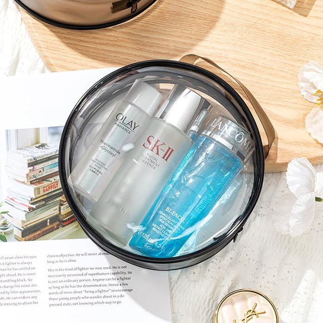 원형 PVC 워시백 투명백 출장 여행 수납 파우치 3p