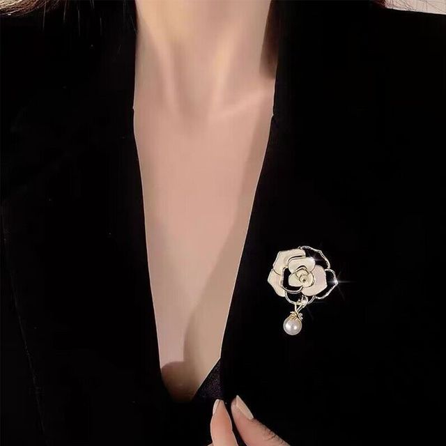 플라워 큐빅 진주 정장 한복 브로치 LM-1004192