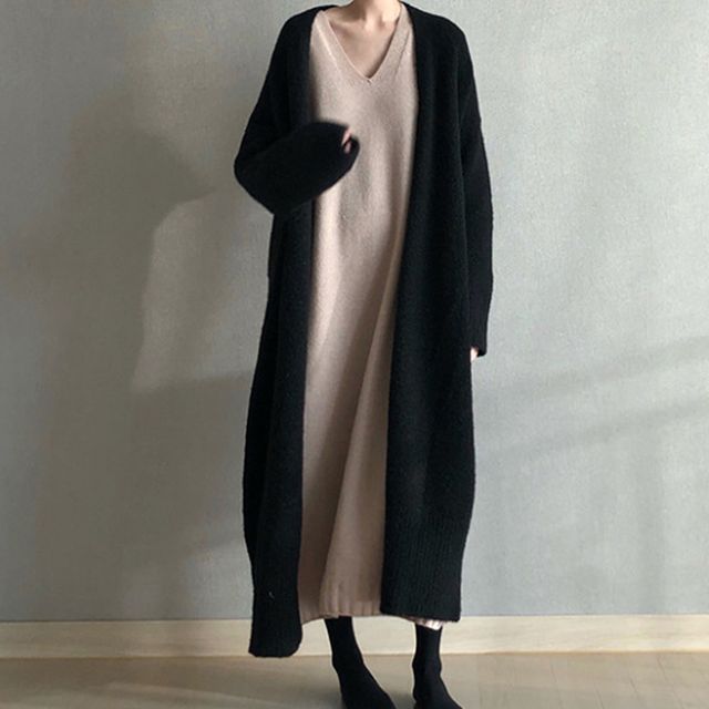 루즈핏 롱롱 니트 카디건 캐주얼 가디건 롱가디건